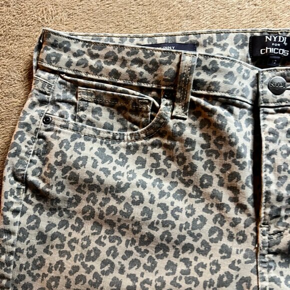 NYDJ Chico's Women 12‎ Skinny Ankle Jeans Jegging Lift Tuck Cheetah Animal (R) - Picture 4 of 10